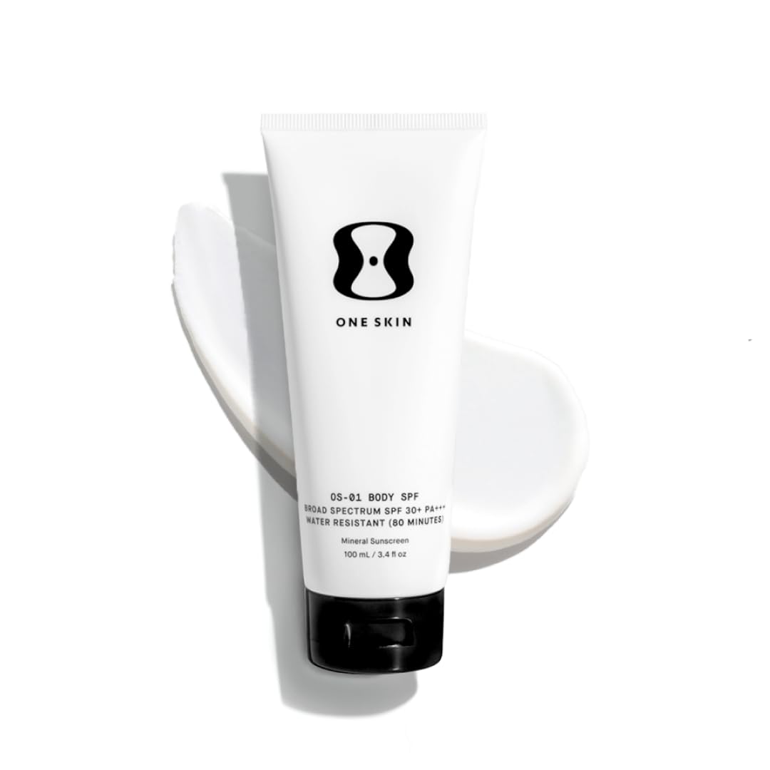oneskin body front packaging showing SPF 30 protection and peptide benefits