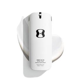 oneskin front packaging showing bottle and brand, conveys clinical trust