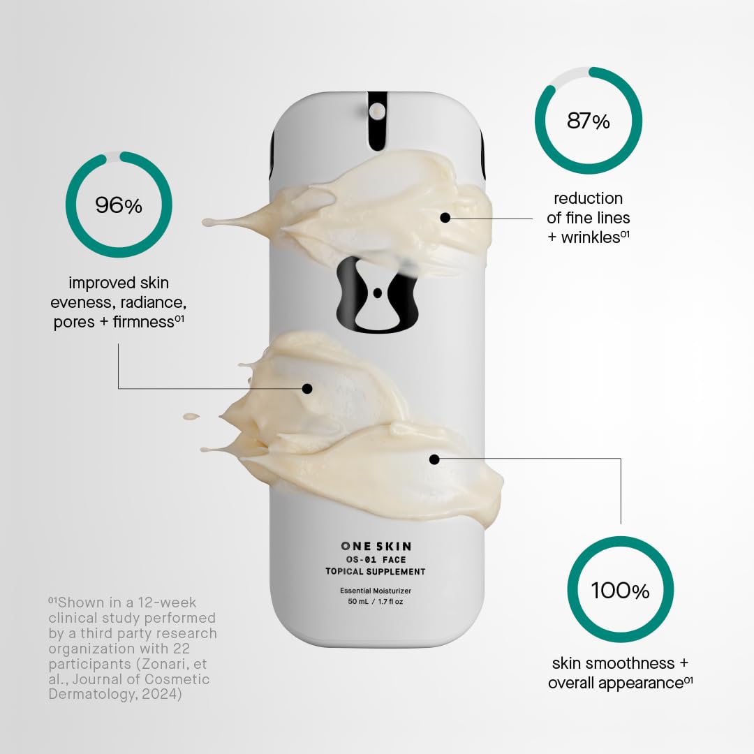 oneskin pump dispenser detail with clean design, highlights easy dosing