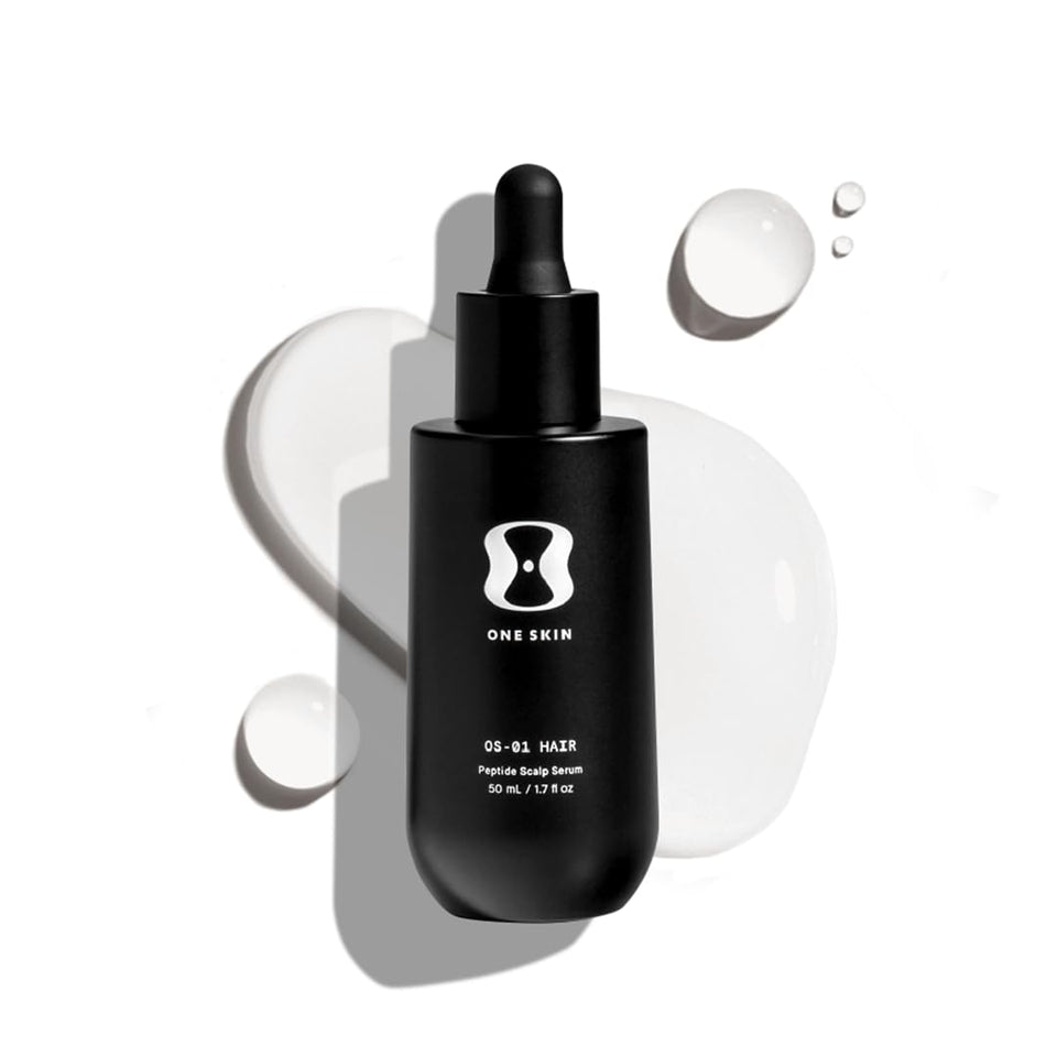 oneskin OS-01 front packaging showing bottle and cap, communicates clinical design