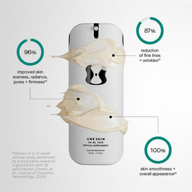 oneskin OS-01 applied to arm and décolletage showing multi-area use benefit