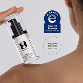 oneskin OS-01 EYE applied under eye showing gentle spread and smoothing benefit