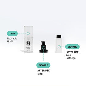 oneskin OS-01 pump close-up highlighting refill fit and easy dispensing