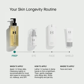 oneskin PREP on bathroom shelf in lifestyle shot, conveying daily routine compatibility