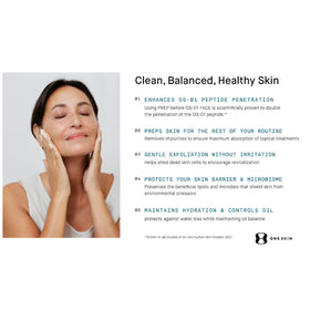 oneskin PREP in hand during application, showing controlled dispensing and gentle texture