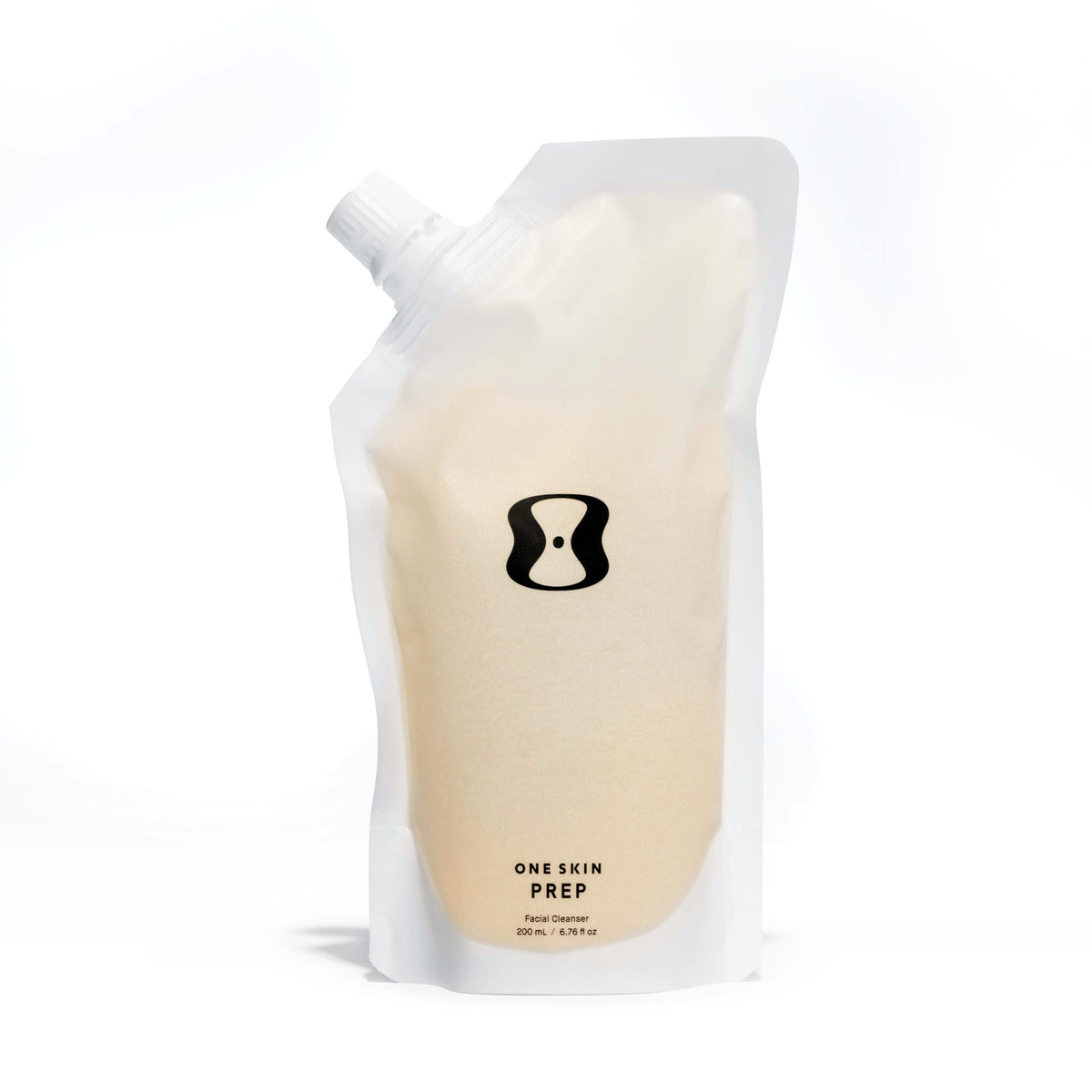 oneskin PREP refill pouch front view showing product label and 200 mL size, eco benefit