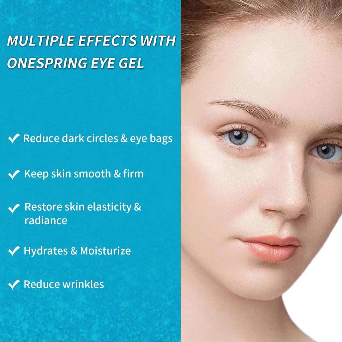 Onespring after 20 minutes showing visibly smoother under-eye area
