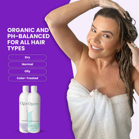 Ongaro Beauty in-shower use demonstrating how set hydrates and soothes scalp