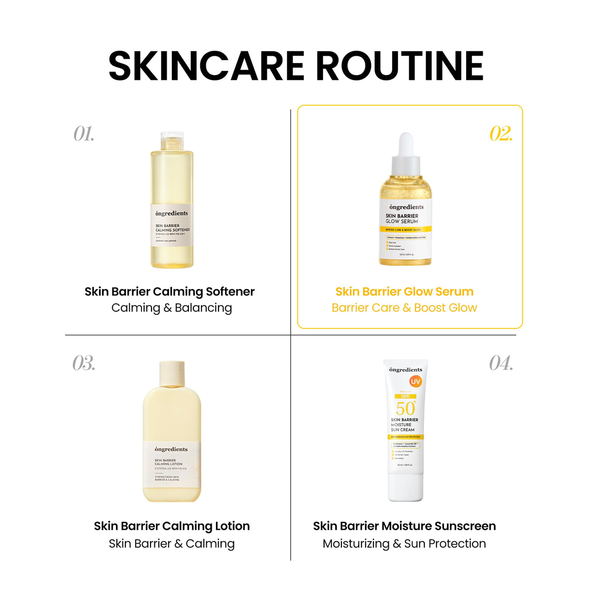 ONGREDIENTS application on face in morning routine, shows layering under moisturizer