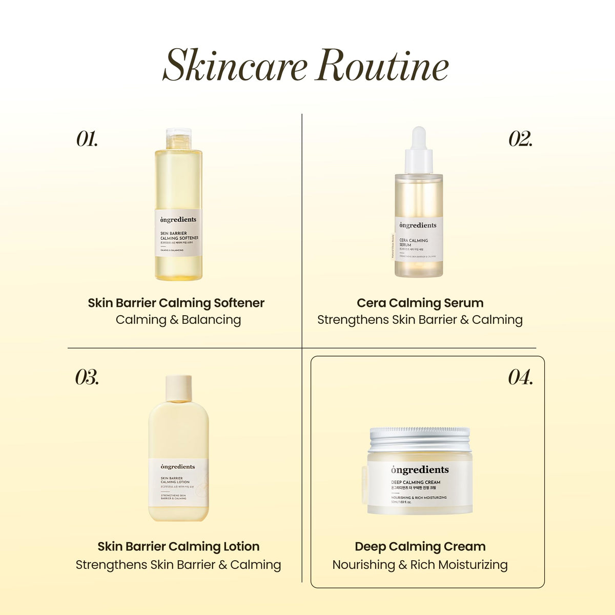 ONGREDIENTS cream on bathroom shelf in routine offering daily barrier care