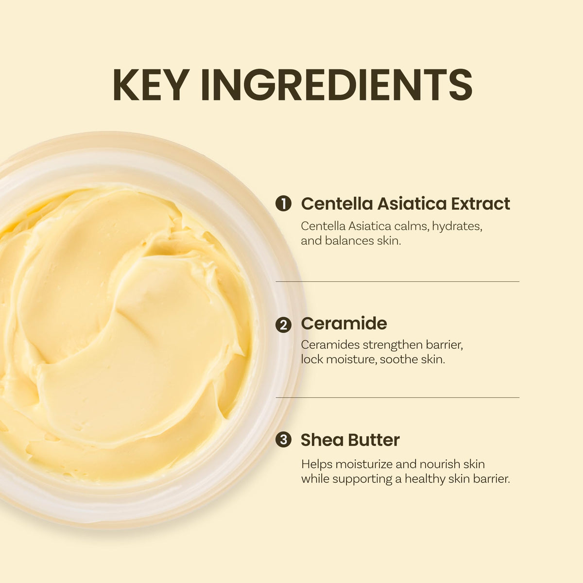 ONGREDIENTS applying cream to skin demonstrating quick absorption benefit