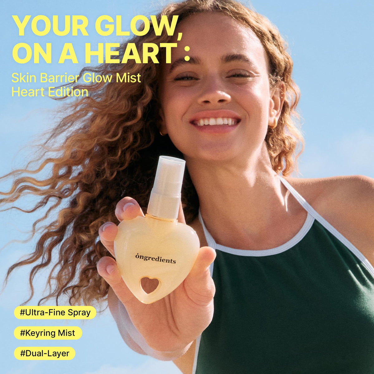 ONGREDIENTS dual-layer bottle being shaken to activate peptide blend benefit