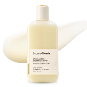 ONGREDIENTS front packaging bottle showing calm design and clear benefits