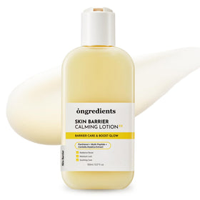 ONGREDIENTS front packaging showing calming lotion, clear benefit for barrier support
