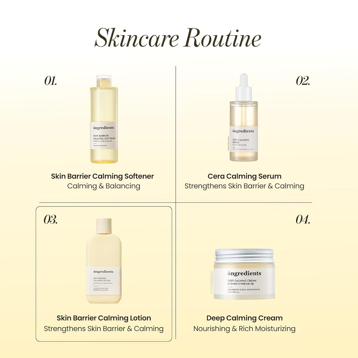 ONGREDIENTS lifestyle bathroom routine showing soothing hydration benefit