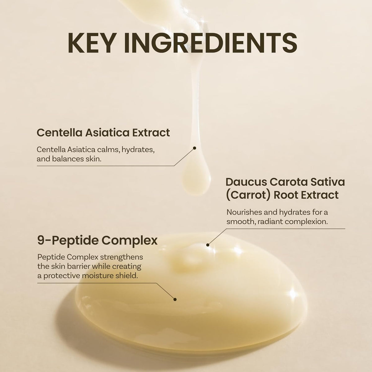 ONGREDIENTS pump dispense detail highlighting easy, hygienic application