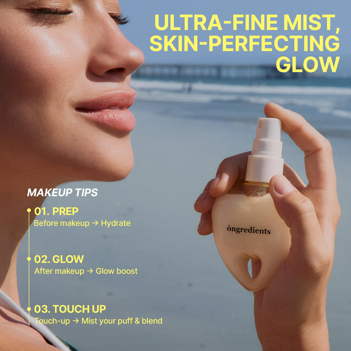 ONGREDIENTS 50ml bottle in hand showing travel-friendly size benefit