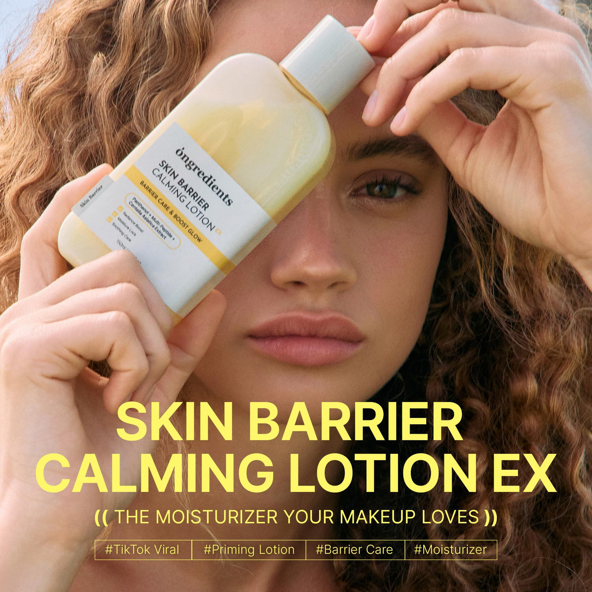 ONGREDIENTS lotion texture close-up displaying lightweight hydration and fast absorption