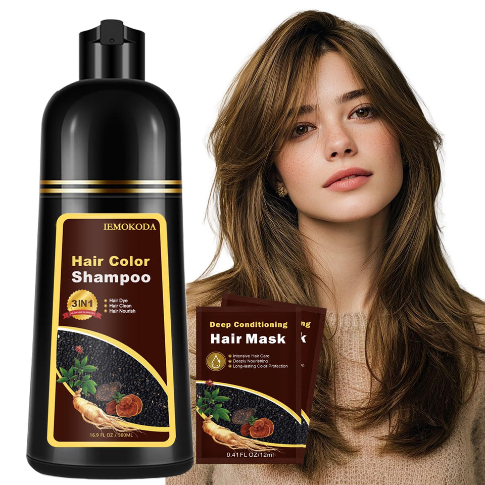 Onilyua front packaging showing chestnut brown shampoo and benefits