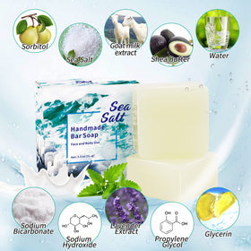 ONIYEA close-up of sea salt texture on soap for gentle exfoliation benefit