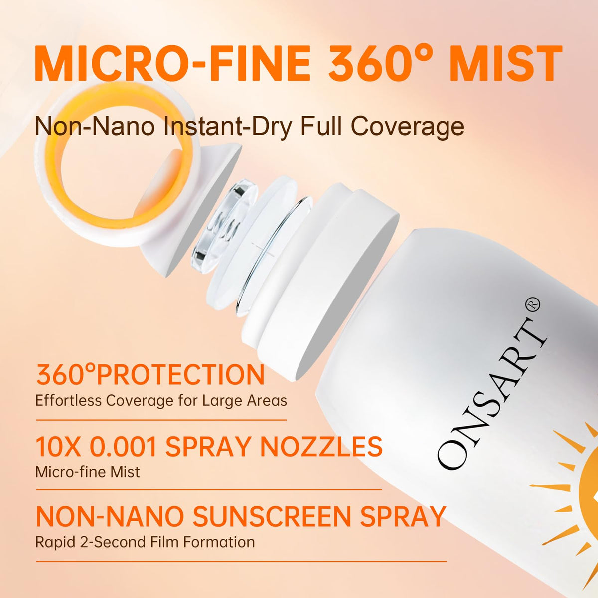 ONSART mist being sprayed on arm demonstrating quick, lightweight protection
