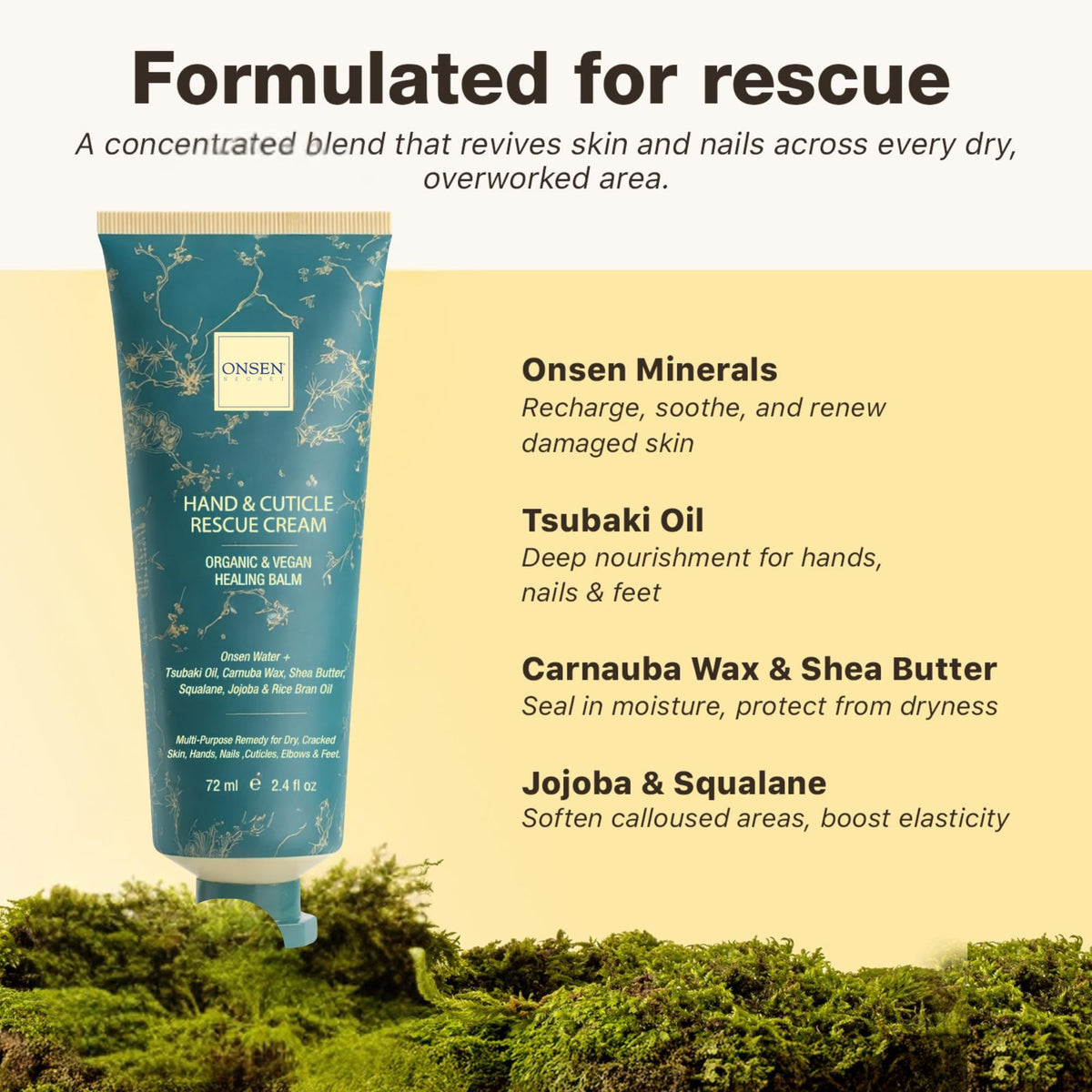 Onsen Secret used on elbows and feet illustrating repair and comfort