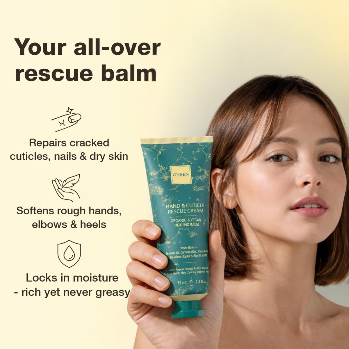 Onsen Secret open jar cream texture revealing silky non-greasy finish