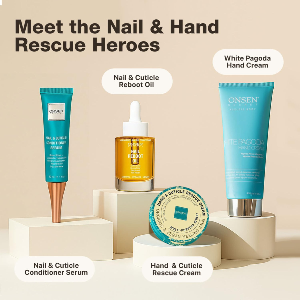 Onsen Secret being massaged into cuticle demonstrating softened cuticles