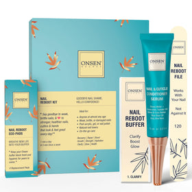 Onsen Secret kit front packaging showing complete manicure set benefit