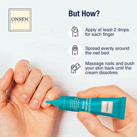 Onsen Secret nail before and after scale showing improved nail appearance benefit