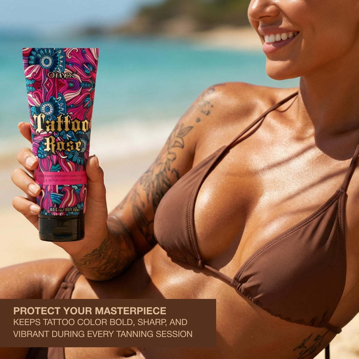 Side-by-side tan result image after Onyx use showing darker, even tone