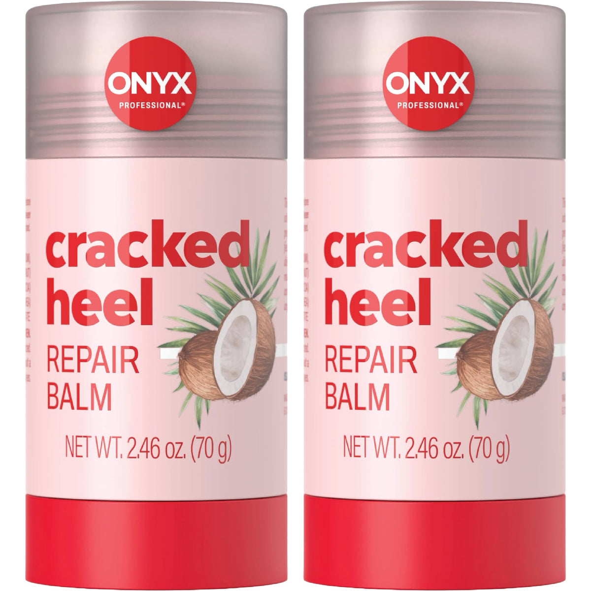 Onyx Professional front packaging showing two coconut-scented balm sticks for portable foot care