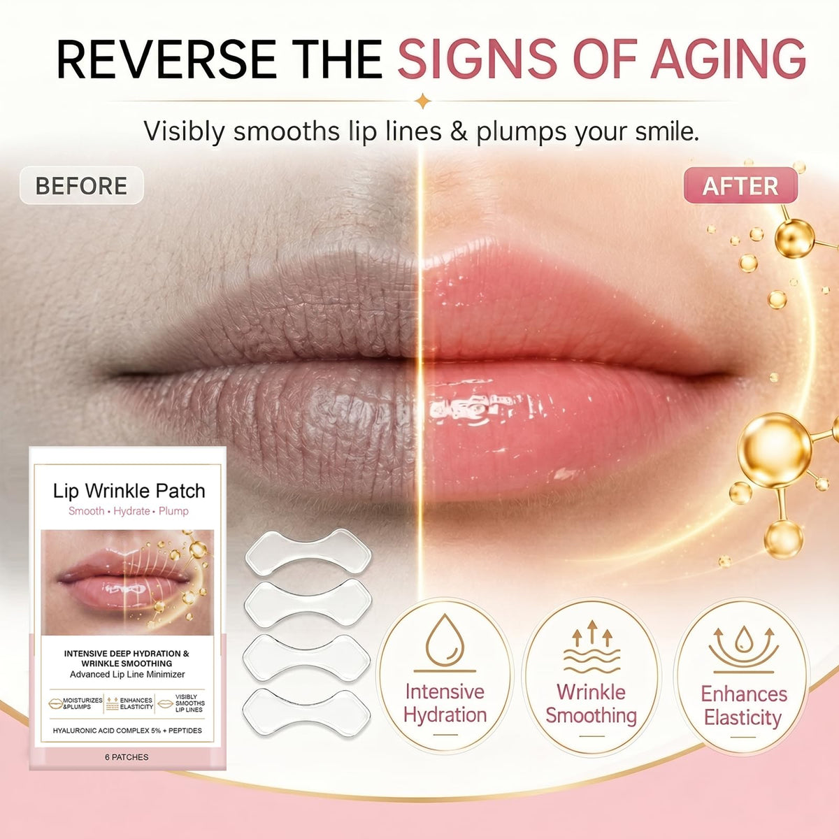 Onzzyl patch applied on lips demonstrating discreet coverage