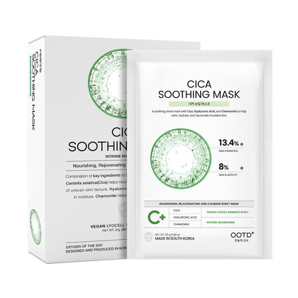 #OOTD front packaging showing 10-count calm sheet masks and clean branding