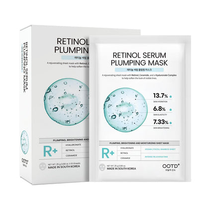 #OOTD front packaging showing 10-count retinol sheet mask, clear benefits for wrinkle-smoothing