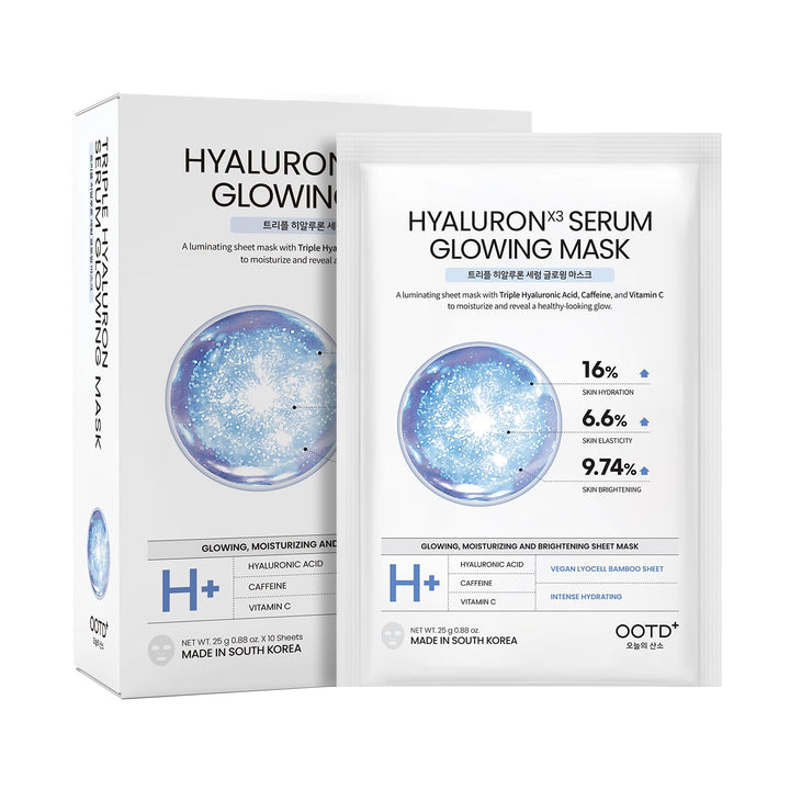 #OOTD front packaging displaying ten hydrating sheet masks for convenient use