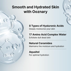 OOZNARY close-up serum drop texture demonstrating lightweight absorption