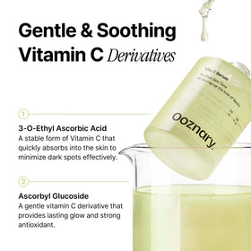 OOZNARY label closeup highlighting key ingredients for gentle brightening
