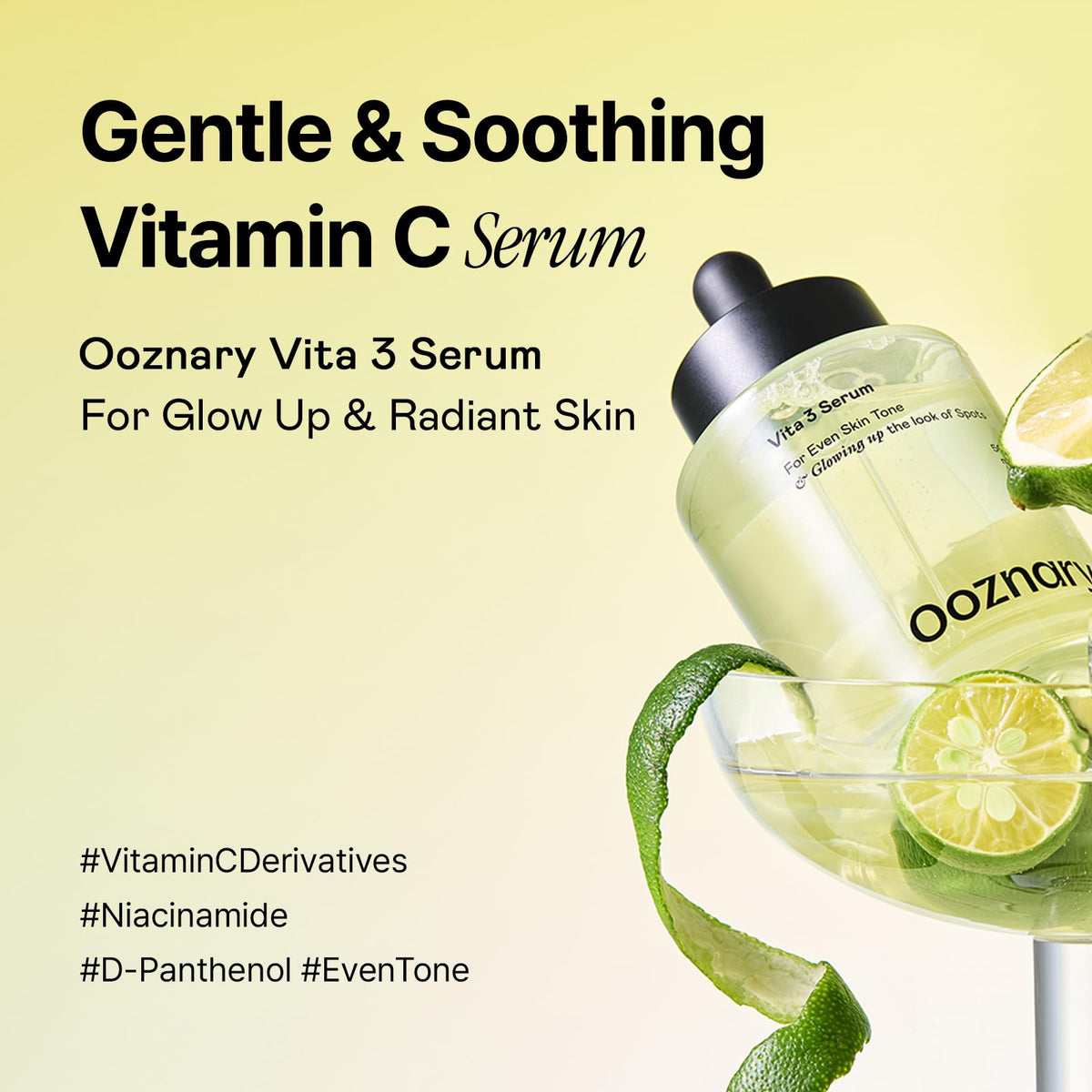 OOZNARY serum texture on hand with dropper showing quick absorption benefit