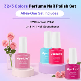 OpenLive bottle next to a hand to show 5ml scale and travel convenience