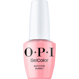 OPI Bathtime Bubbly front packaging showing warm pink shade and glossy finish