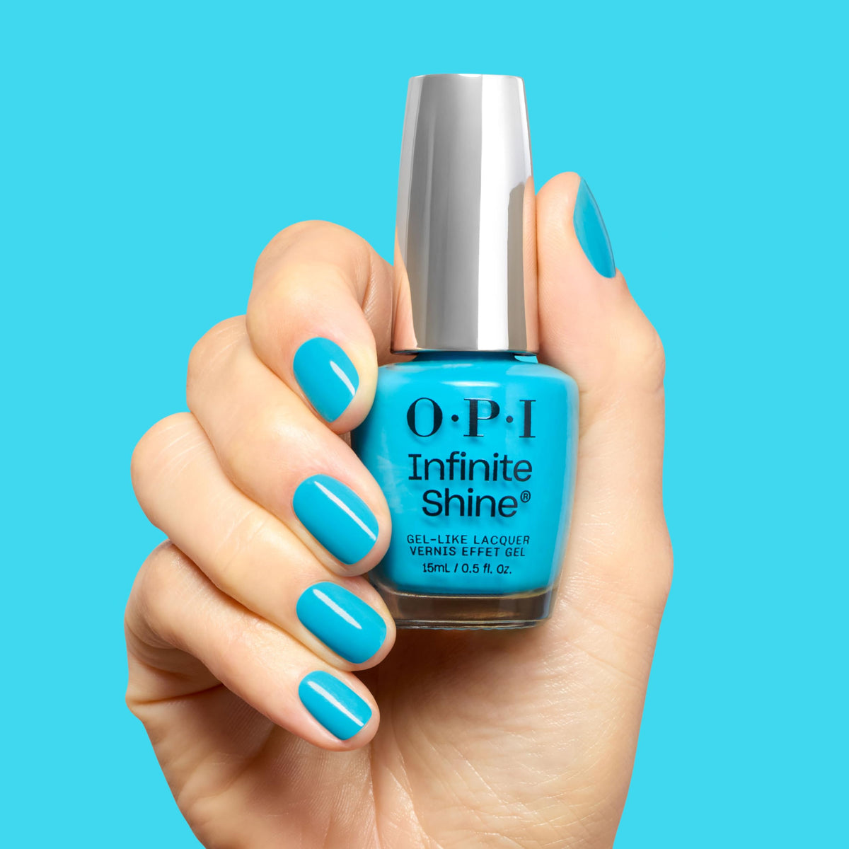 OPI packaging label detail showing shade name and vegan formula benefit