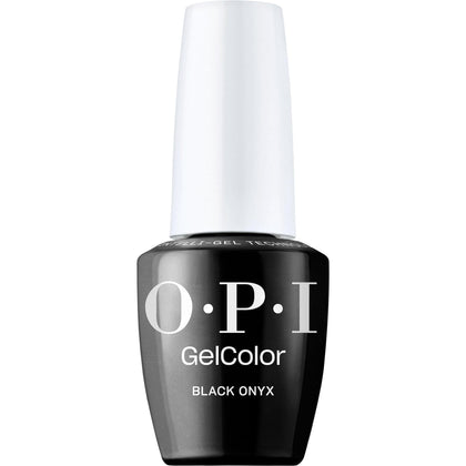 OPI Black Onyx bottle front view showing glossy black finish advantage