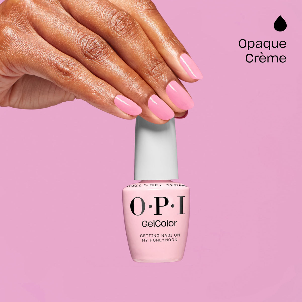 OPI bottle with color swatches demonstrating opaque coverage and true shade