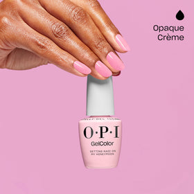 OPI bottle with color swatches demonstrating opaque coverage and true shade