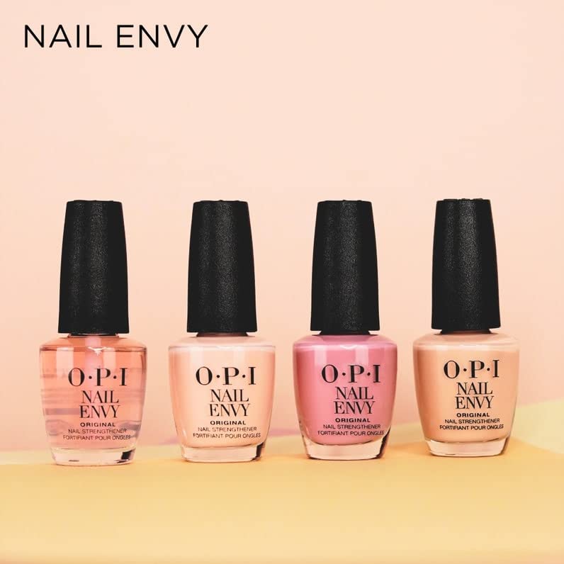 OPI being applied to a natural nail showing coverage, helps reinforce and protect