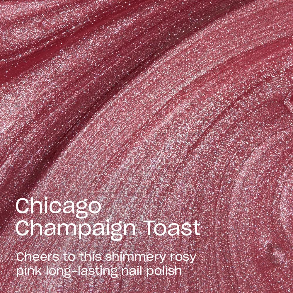 OPI painted nails swatch of Chicago Champaign Toast showing opaque rosy shimmer