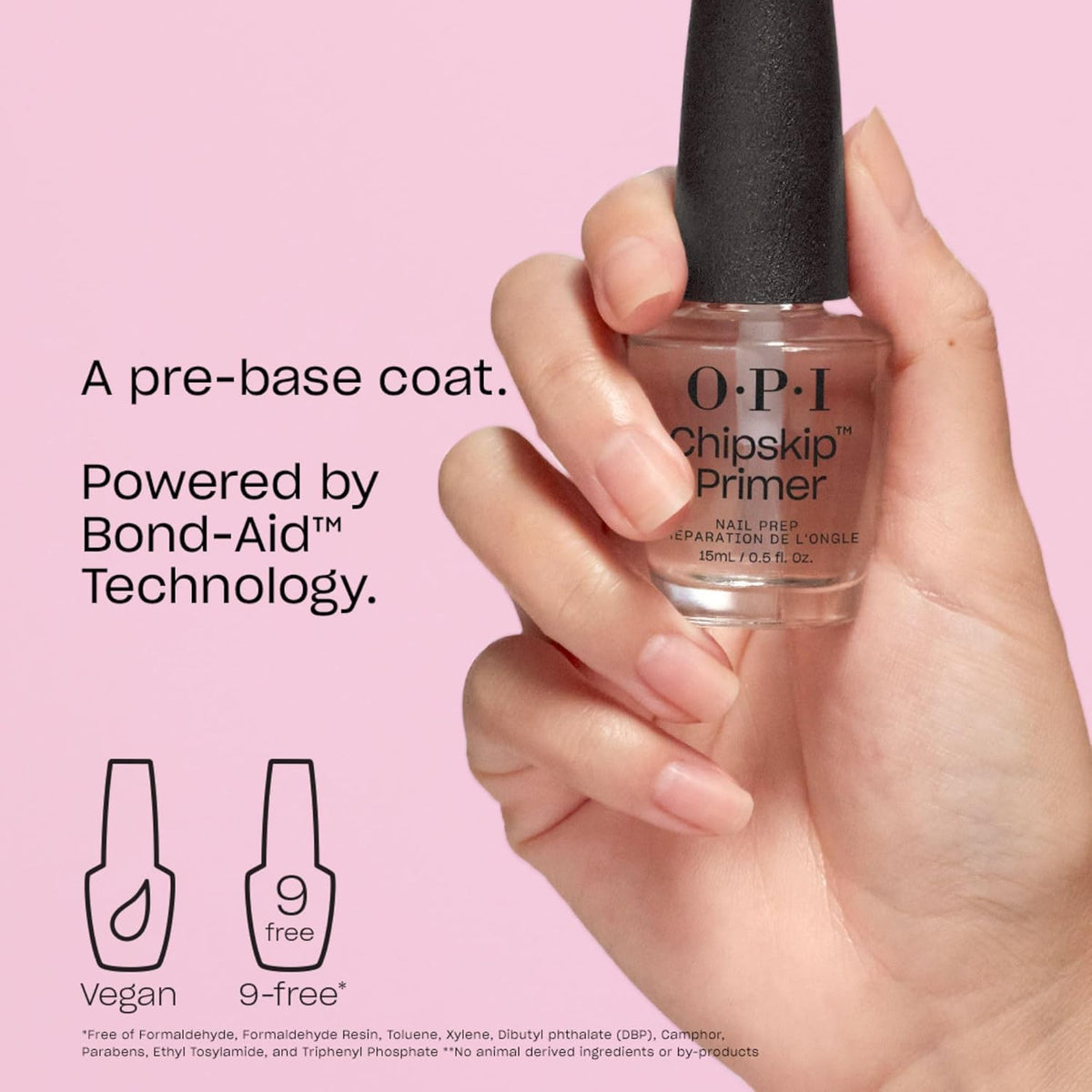 OPI primer applied on nail demonstrating improved polish adhesion