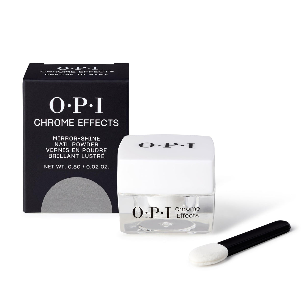 OPI Chrome to Mama front packaging showing product and brand shine benefit