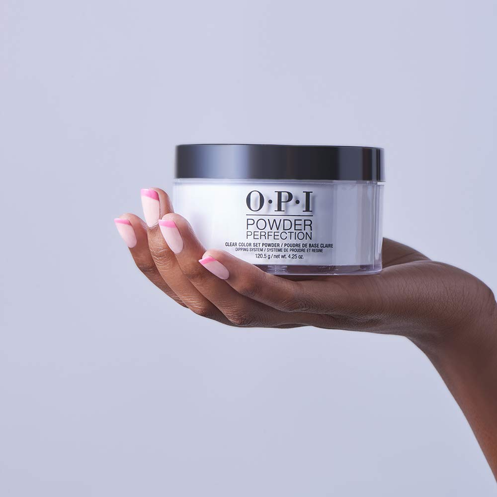 OPI clear powder with nail tips extensions for added length and durable overlay